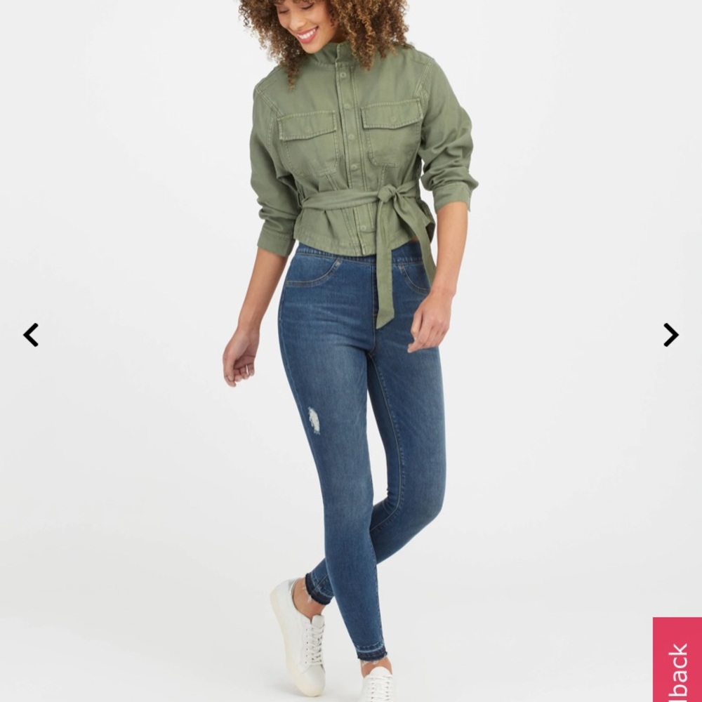 SPANX Distressed Ankle Skinny Jeans